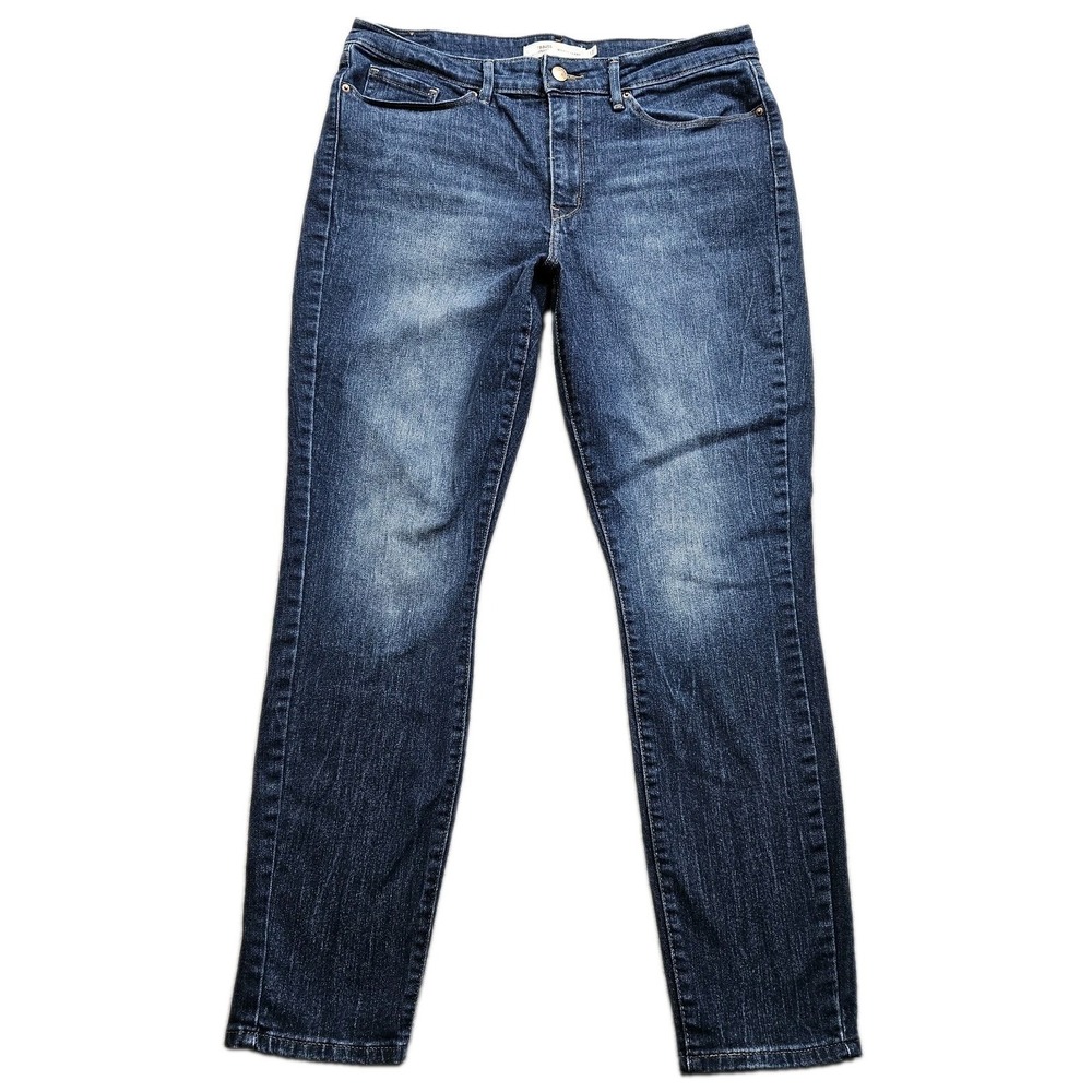Levis Signature Mid Rise Skinny Jeans Womens 12 33x29 Blue Dark Wash Faded